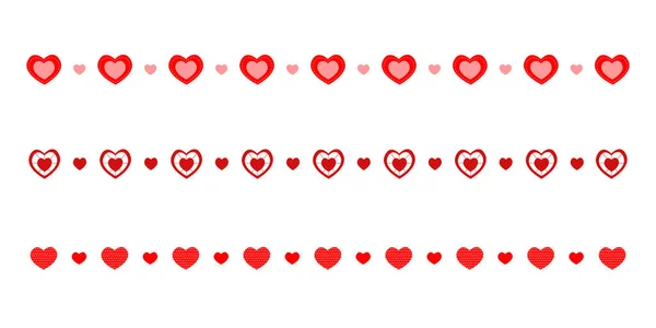 Dekorative Grenzen mit Herzen. Vorlagen für Valentinstagskarten, Hochzeitseinladungen, Webdesign. Vektorflache Illustration — Stockvektor