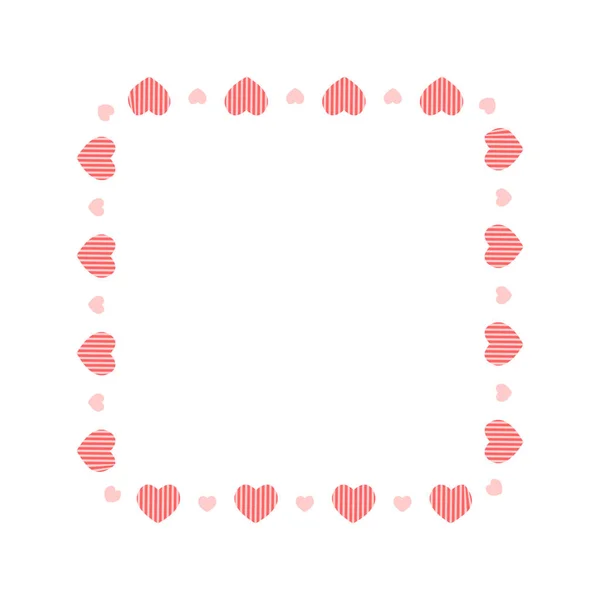ハートの正方形のフレーム。バレンタインデー招待状のテンプレート、写真、画像、バナー。ベクトル平図 — ストックベクタ