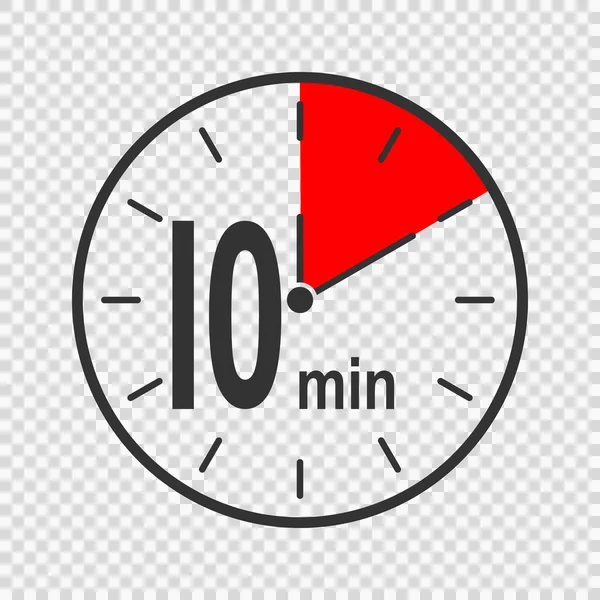 Icono del reloj con intervalo de tiempo de 10 minutos. Temporizador de cuenta atrás o símbolo de cronómetro. Elemento infográfico para cocinar o deporte juego — Archivo Imágenes Vectoriales