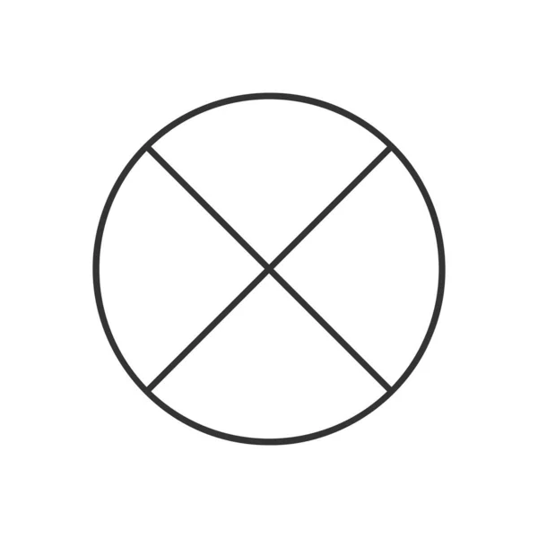 Kreis unterteilt in 4 Segmente isoliert auf weißem Hintergrund. Kuchen oder Pizza runde Form in vier gleiche Teile geschnitten in Umriss Stil. Einfaches Beispiel für Geschäftsdiagramme — Stockvektor