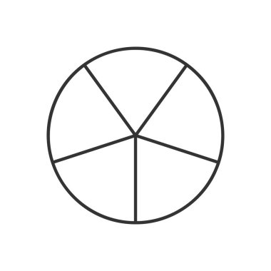 Çember 5 parçaya bölündü. Turta ya da pizza yuvarlak biçimli beş eşit dilimle ana hatlarıyla kesilmiş. Basit bir iş haritası örneği