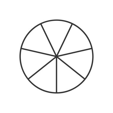 Çember 7 parçaya bölündü. Turta ya da pizza yuvarlak biçimli, ana hatlarıyla yedi eşit dilimle kesilmiş. Basit bir iş haritası örneği 