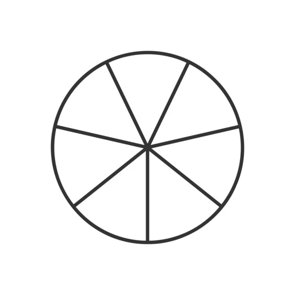 Kreis in 7 Segmente unterteilt. Kuchen- oder Pizzarunde Form in sieben gleiche Scheiben schneiden. Einfaches Beispiel für Geschäftsdiagramme — Stockvektor