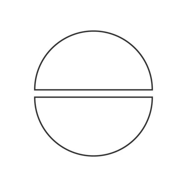 Círculo segmentado em 2 seções. Torta ou forma de pizza cortadas em duas fatias iguais em estilo esboço. Exemplo de gráfico de estatísticas redondas —  Vetores de Stock