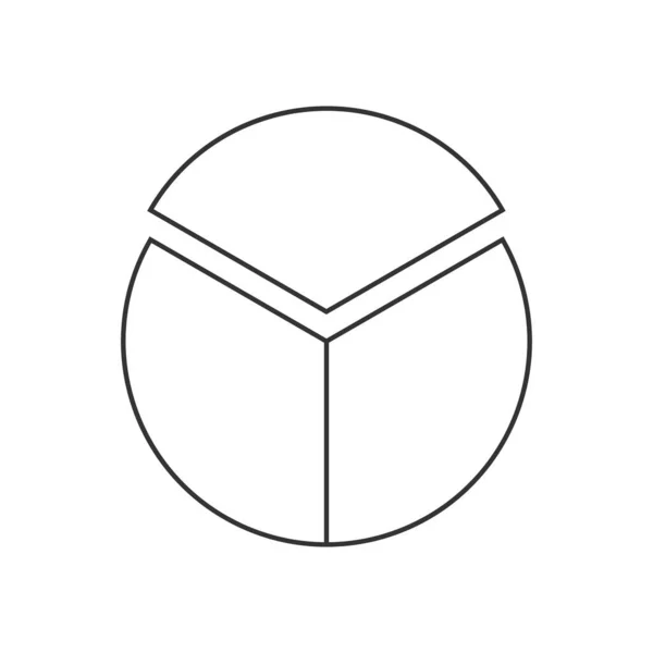 Kreis segmentiert in 3 gleiche Teile. Die Form von Kuchen oder Pizza in drei Scheiben schneiden. Beispiel für runde Statistiken isoliert auf weißem Hintergrund — Stockvektor