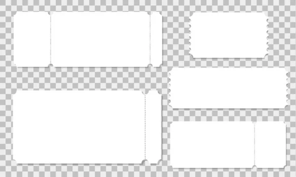 티켓 샘플 세트. 행사, 콘서트, 영화, 박물관, 축제, 극장, 전시회를 위한 비어 있는 종이 입장권 모음 — 스톡 벡터