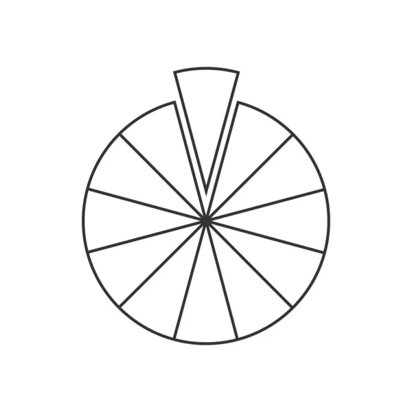 Cerchio segmentato in 12 sezioni. Torta o pizza tagliata in dodici fette uguali in stile contorno. Esempio di grafico statistico rotondo — Vettoriale Stock