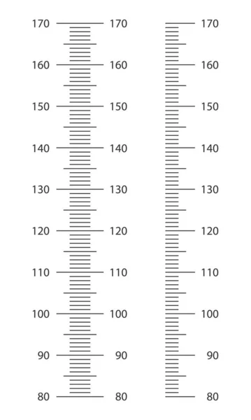 Skala stadiometryczna z marlupem od 80 do 170 centymetrów. Dzieci wysokość wykres szablon dla ściany wzrostu naklejki izolowane na białym tle — Wektor stockowy