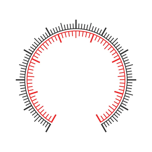 Modello di cruscotto di misurazione rotondo con due grafici. Misuratore di pressione, manometro, barometro, tachimetro, tonometro, termometro, scala del navigatore o dell'indicatore — Vettoriale Stock