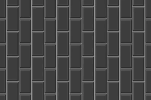 Layout di piastrelle rettangolo verticale nero. Modello senza cuciture in ceramica o mattoni. Cucina backsplash o bagno pavimento in ceramica di sfondo — Vettoriale Stock