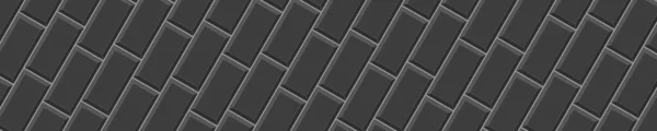 Black rectangles tile in diagonal arrangement. Horizontal ceramic or stone brick wall background. Kitchen backsplash or bathroom floor seamless pattern — Stockvektor
