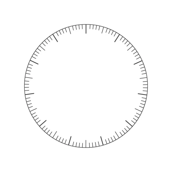 360 degree scale of barometer, speedometer, compass, thermometer. Round measuring tool template isolated on white background. Vector graphic illustration — Stock Vector