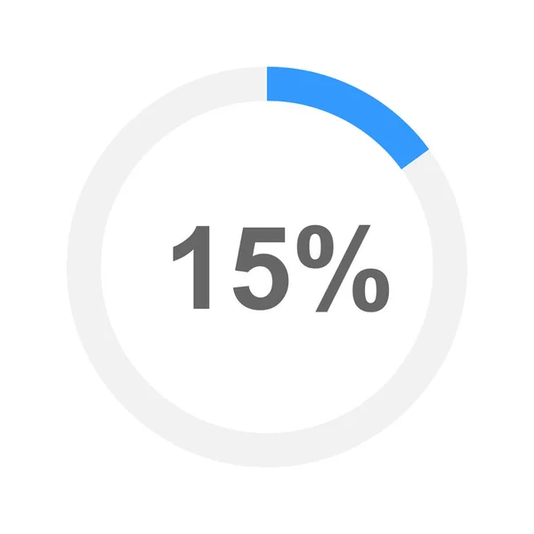 15% 가 둥근 배터리 충전 또는 다운로드 바를 채웠습니다. 발전, 대기, 이동, 버퍼링 또는 프로세스 아이콘을 로딩합니다. 웹 사이트나 모바일 앱 인터페이스를 위한 Element — 스톡 벡터