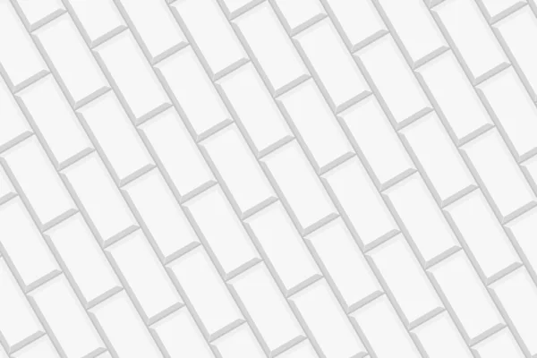 White rectangles tile in diagonal arrangement. Ceramic or stone brick wall background. Kitchen backsplash or bathroom floor seamless pattern — Stockvektor
