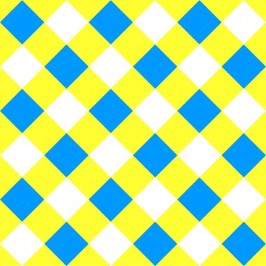 Gingham, mavi ve sarı Ukrayna renklerinde kusursuz desen. Piknik battaniyesi, masa örtüsü, ekose kumaş ve giysiler için çapraz kareli doku. Kumaş geometrik arkaplan