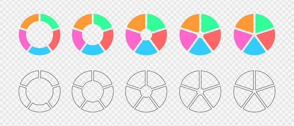Круглая Форма Разделена Шесть Равных Частей Пончиковая Диаграмма Готова Инфографические — стоковый вектор