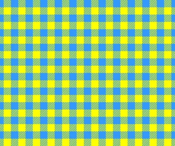 Gingham Seamless Pattern Ukrainian Flag Blue Yellow Colors Checkered Texture — Stock Vector