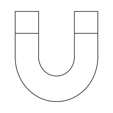 Beyaz zemin üzerinde izole edilmiş at nalı mıknatısı simgesi. Cisim manyetik alan üretiyor. Vektör özet çizimi.