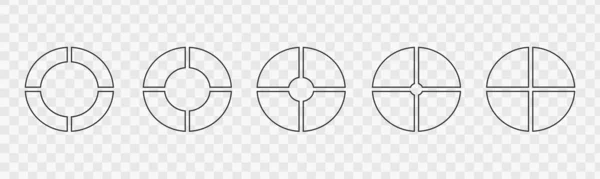 Gráficos Rosquillas Divididos Partes Iguales Conjunto Ruedas Infográficas Segmentadas Cuatro — Archivo Imágenes Vectoriales