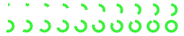 圆形进度条设定 电池充电标志 用于在白色背景上隔离的网站界面动画的Infographic元素 矢量平面插图 — 图库矢量图片