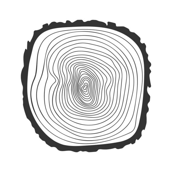 Baumwachstumsring Ikone Doodle Stil Stammquerschnitt Zur Bestimmung Des Baumalters Dendrochronologie — Stockvektor