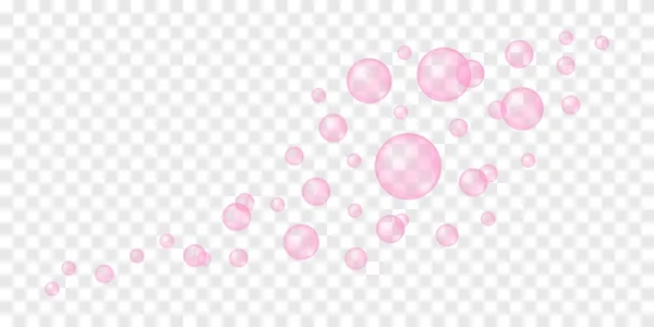 Розовые Пузырьки Летают Пенятся Мыльная Пена Ванна Очищающая Текстура Прозрачном — стоковый вектор