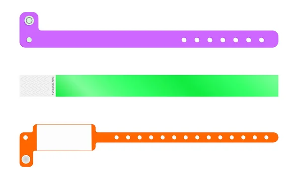 Набор Пластиковых Бумажных Браслетов Шаблон Браслета Приема Концерт Фестиваль Кино — стоковый вектор