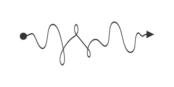 Ligne Courbe Point Départ Flèche Arrivée Icône Solution Problème Complexe — Image vectorielle