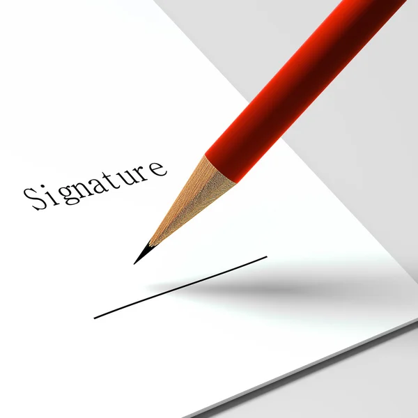Papier ze słowa "podpis" i ołówek — Zdjęcie stockowe