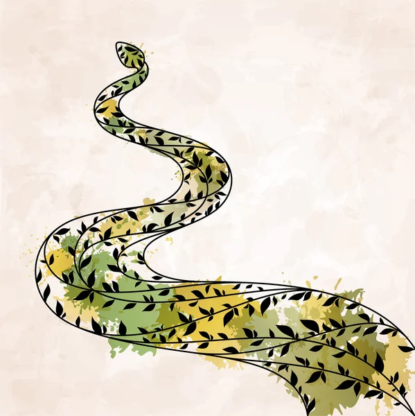 Decorative floral green snake — Stock Vector