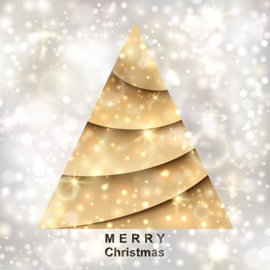 Gümüş arka plan üzerinde altın Noel ağacı