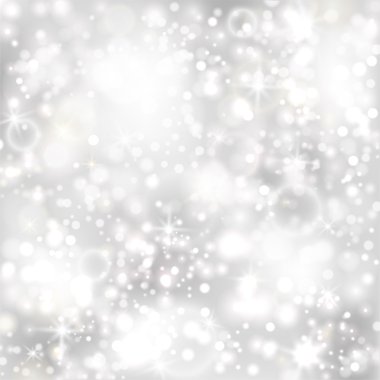 Gümüş arka plan ile yıldızlar ve twinkly ışıklar