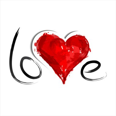 Red painted heart. Love clipart