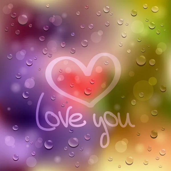 Älskar dig. ritade hjärtat på våta glas Royaltyfria illustrationer