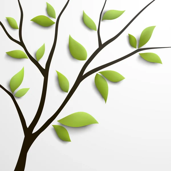 Árbol abstracto con hojas verdes — Vector de stock