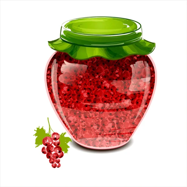 Jar of red currant jam — Stock Vector