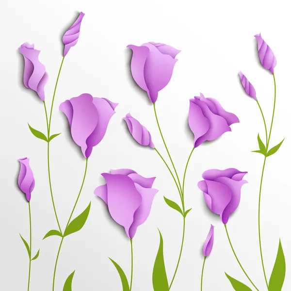 Flower vector background. Lilac eustoma — Stock Vector