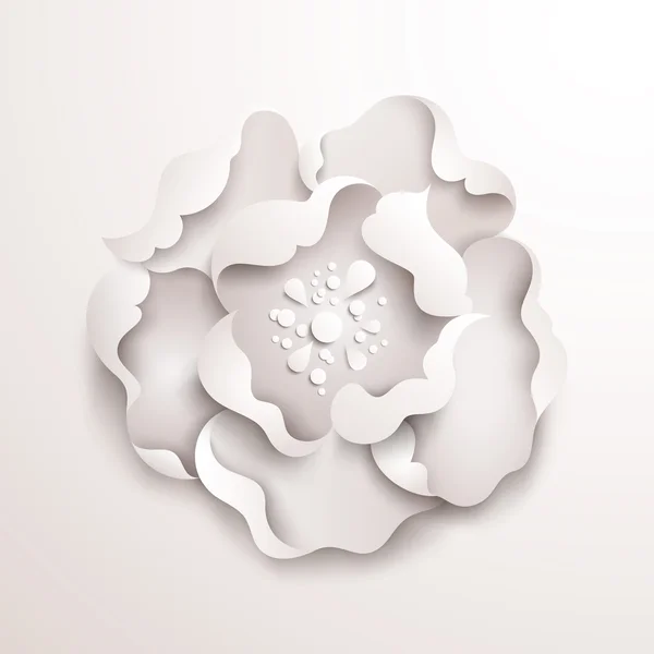 พื้นหลังดอกไม้นามธรรม กระดาษสีขาว ดอกไม้ — ภาพเวกเตอร์สต็อก