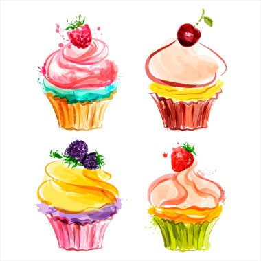 딸기와 크림 컵 케이크