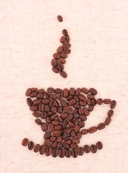 コーヒー豆袋の伝統的な織物で作られたカップ — ストック写真