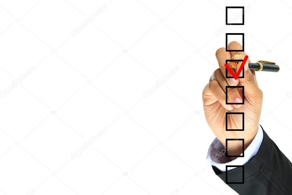 Hand choosing one of seven options