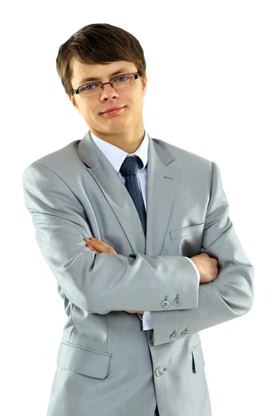 Hombre de negocios serio con gafas y brazos cruzados — Foto de Stock