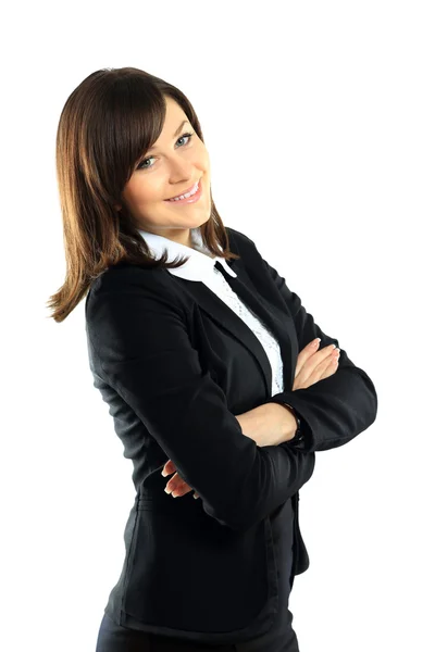 Portrait of young smiling business woman, isolated on white background Stock Image