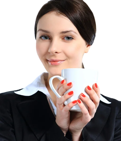 Femme d'affaires avec tasse de café — Photo