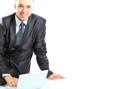 executive katta oturan cross-legged dizüstü bilgisayar