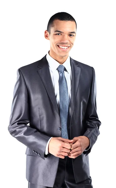 Retrato de um jovem homem de negócios afro-americano satisfeito — Fotografia de Stock