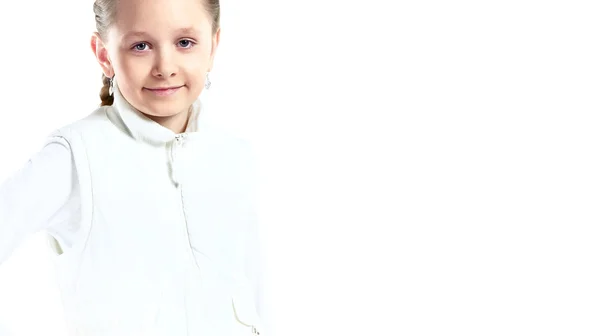 Sorrindo menina feliz retrato isolado no branco — Fotografia de Stock