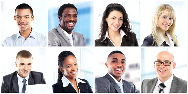 Collage of business people working in office — Stock Photo, Image