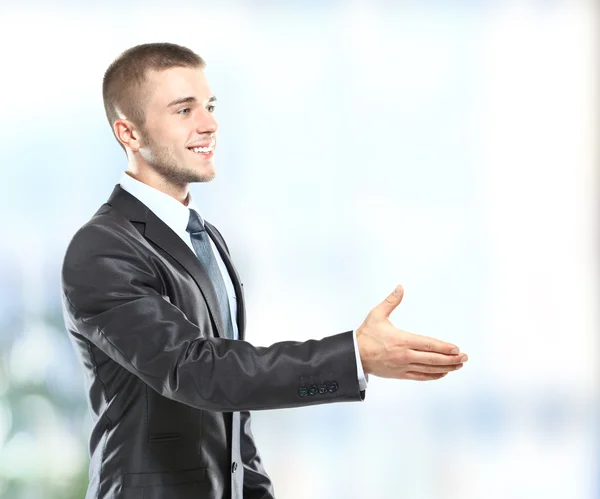 Portret van een succesvolle zakenman, een hand geven — Stockfoto