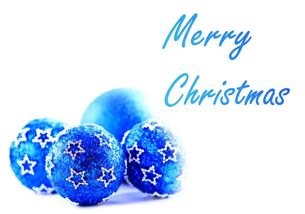 サンプル テキスト付きの青のクリスマス ボール — ストック写真